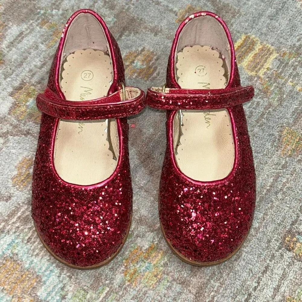 Mini Boden hot pink glitter Mary Jane sz 27 /10