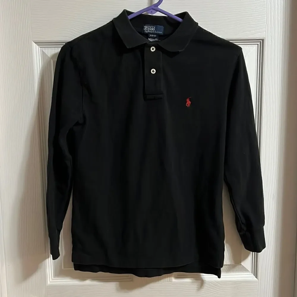 Polo Youth Medium (10/12) Black long sleeved collared shirt.