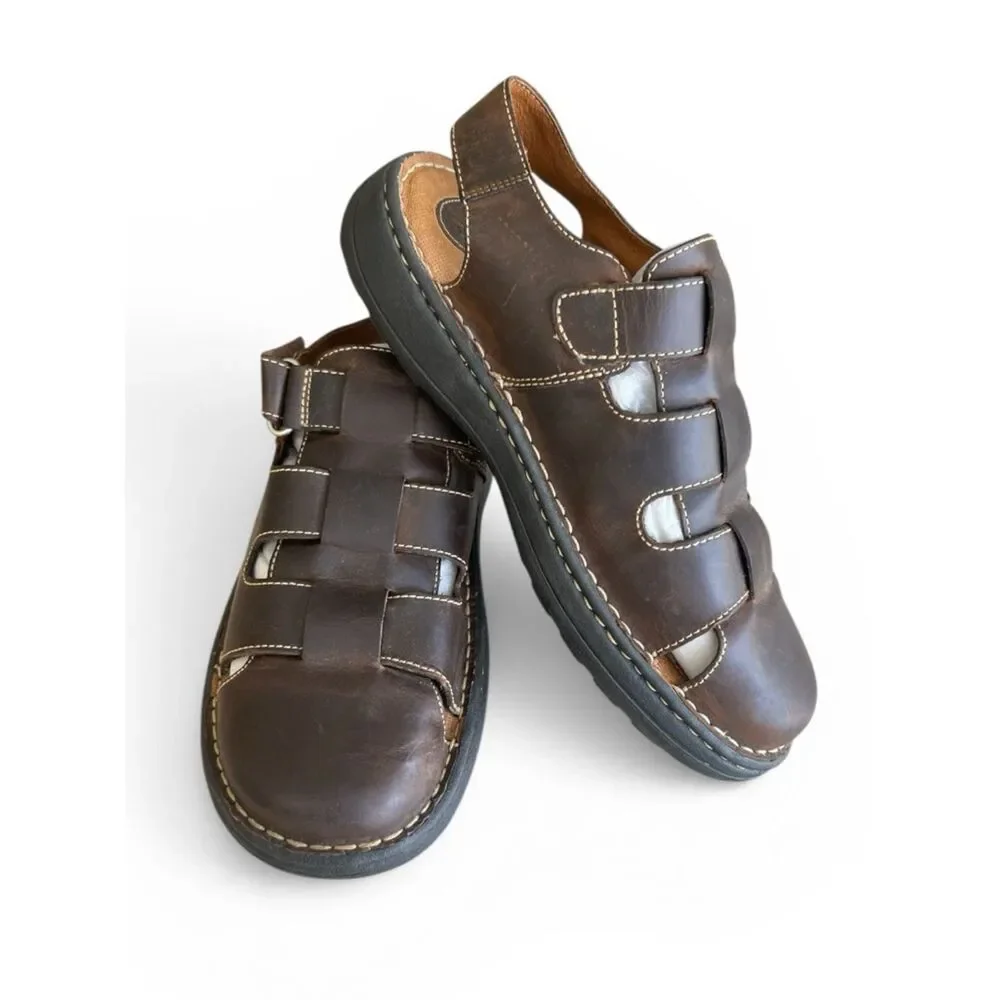 Born Men's Brown Leather Fisherman Sandals - Casual Comfort size11