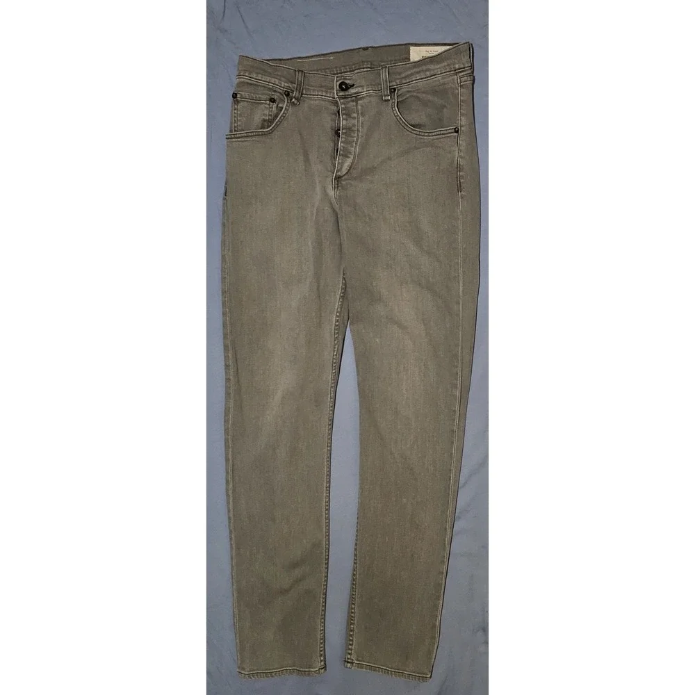 Rag and Bone Jeans Mens 34x34 Gray Iron‎ Denim Fit 2 Slim Leg Button Fly Pants