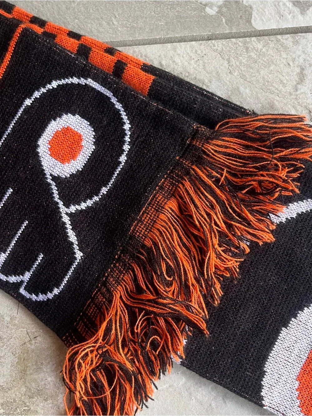 NHL FLYERS Black and Orange Vintage Fringe Scarf