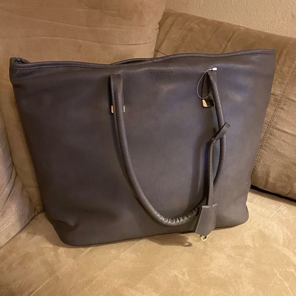 Platinum Avenue Laptop Tote Bag 15” Work Business Travel Gray Shoulder Bag