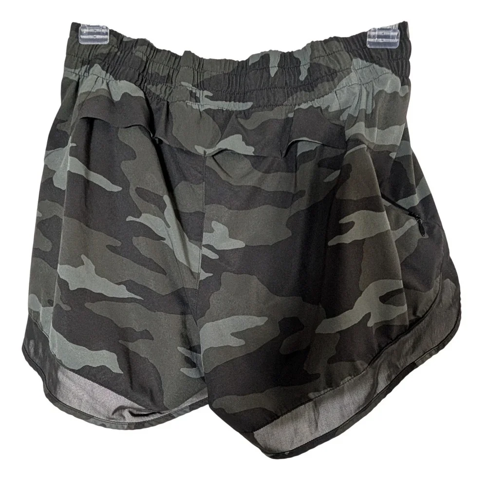 ATHLETA Mesh Racer Run Short Olive‎ Camo Lux Running Workout 446581 Womens Small