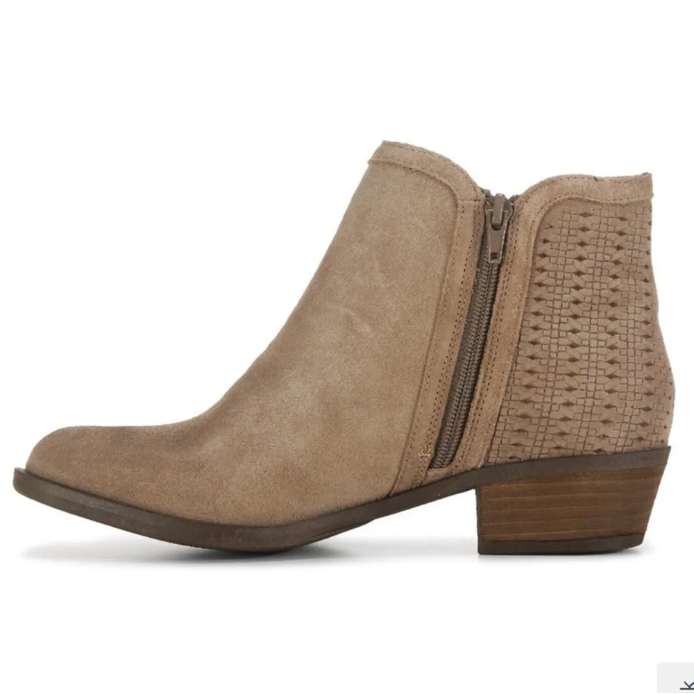 Kensie Grayce Suede Leather Ankle Boots Taupe Booties Womens 9.5 M Western Boho