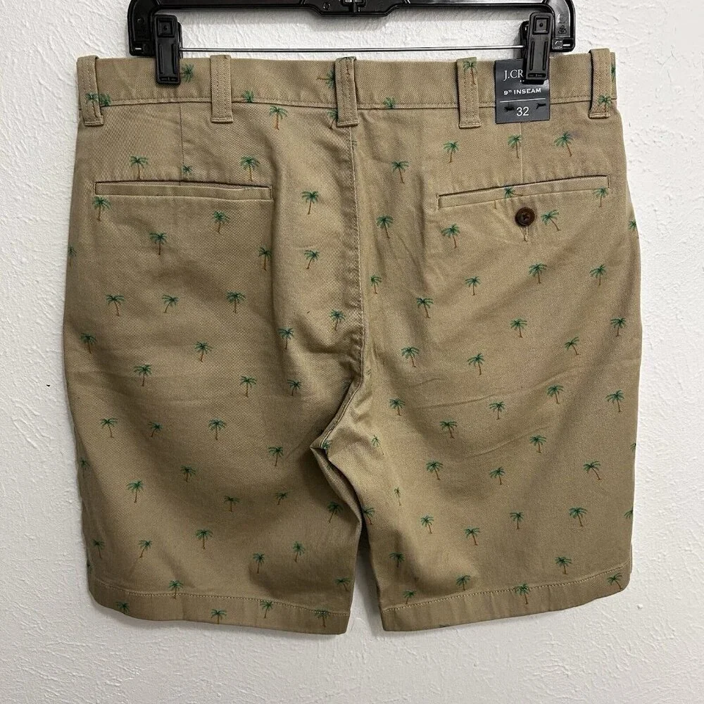 J. Crew Shorts‎ Mens 32 Khaki Summer Re-Imagined Palm Trees Tan Chino 9