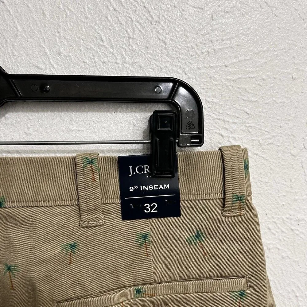 J. Crew Shorts‎ Mens 32 Khaki Summer Re-Imagined Palm Trees Tan Chino 9