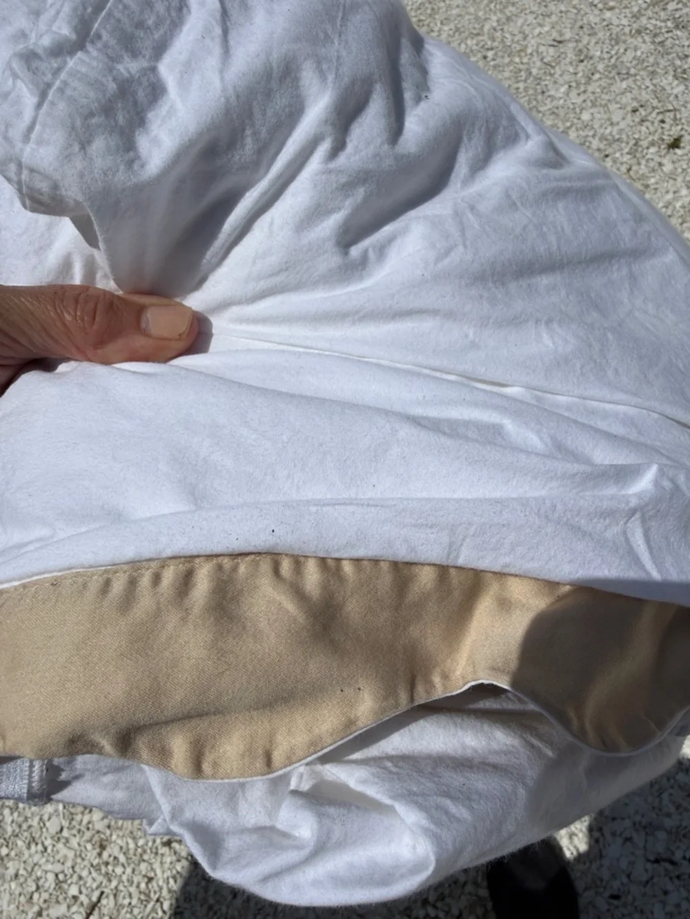 Matouk White and Tan Duvet Cover