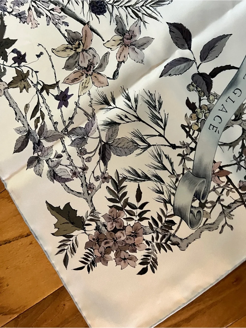Dior Floral Silk Scarf in Ivory, Taupe, Olive, and Mauve