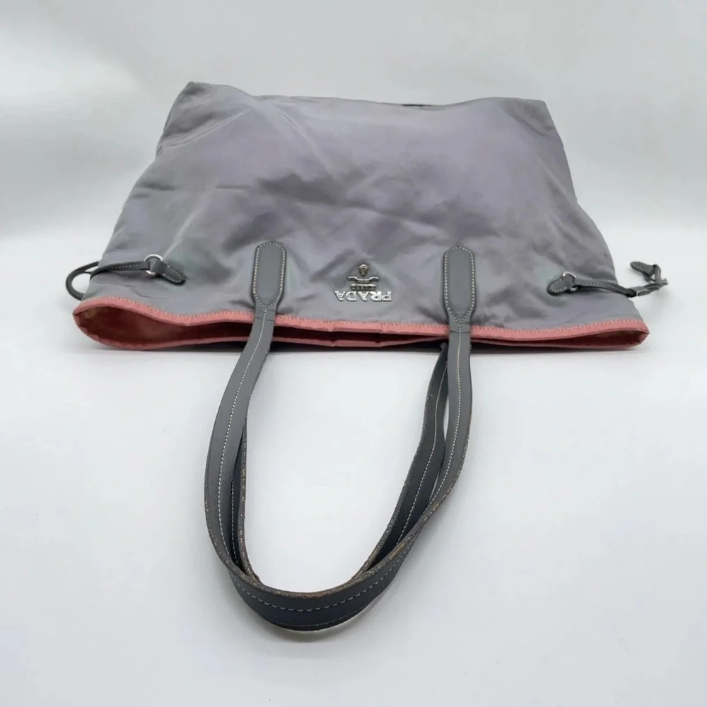 Authentic Prada Saffiano Nylon Gray Tote Bag W/C