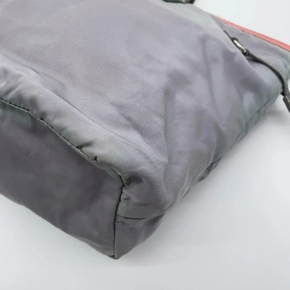 Authentic Prada Saffiano Nylon Gray Tote Bag W/C