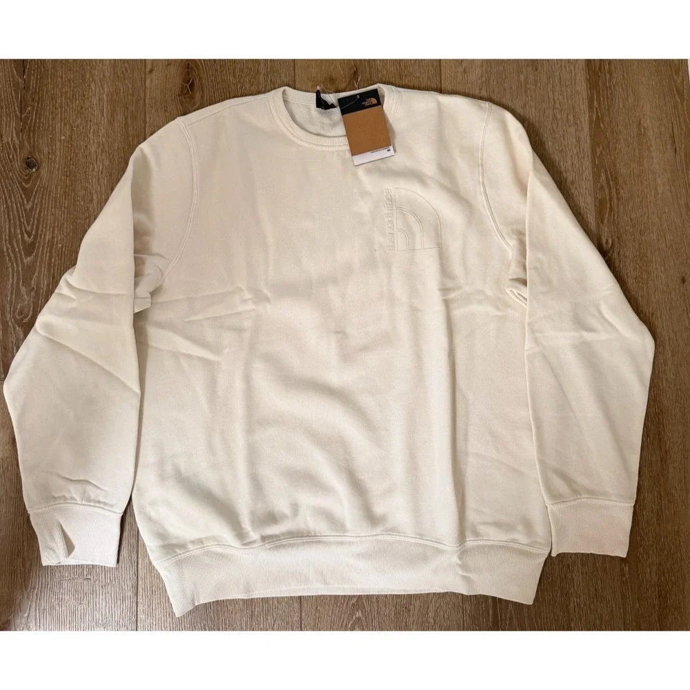 The North Face Garment Dye Crew Neck Sweatshirt Men's XL Cream Fleece NWT