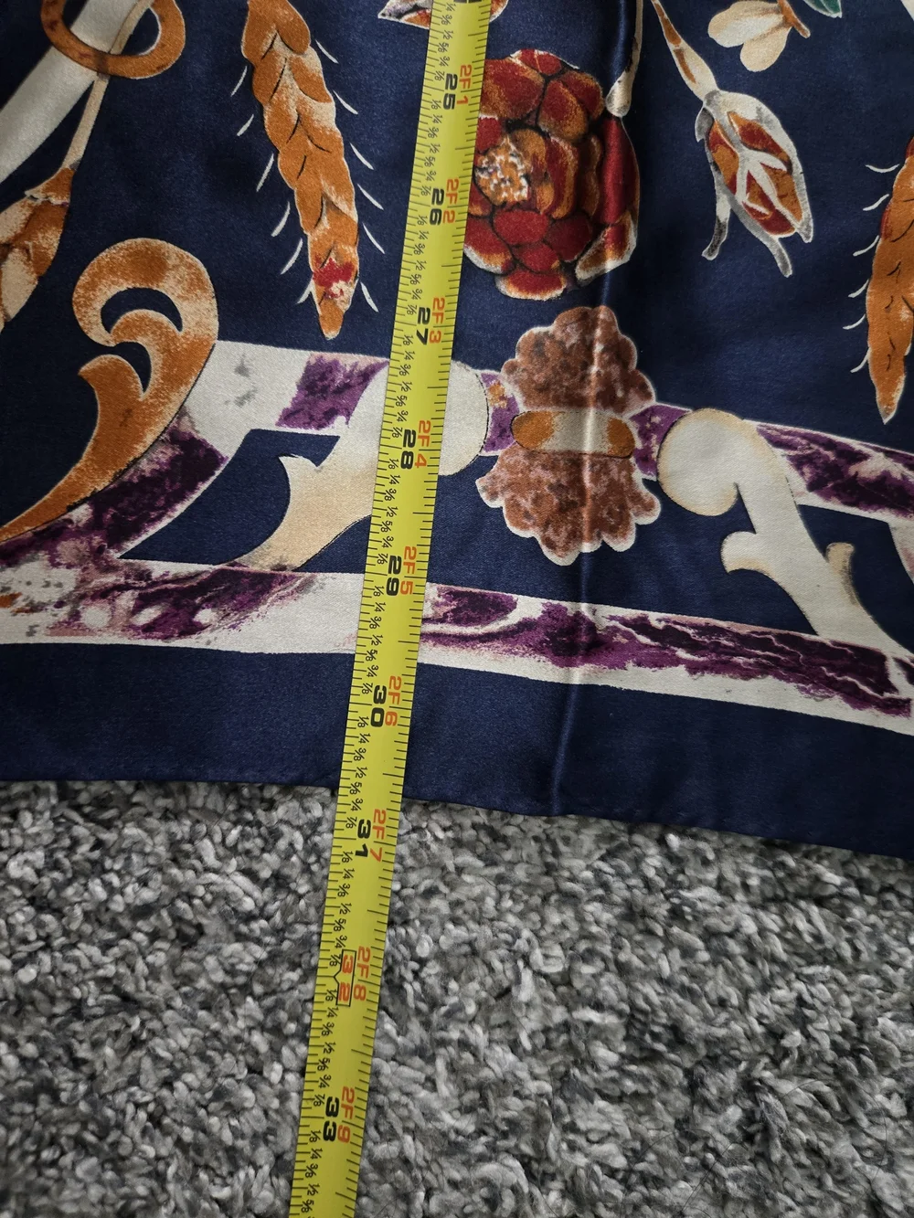 Anne Klein Navy Multicolor Printed Silk-Feel Scarf