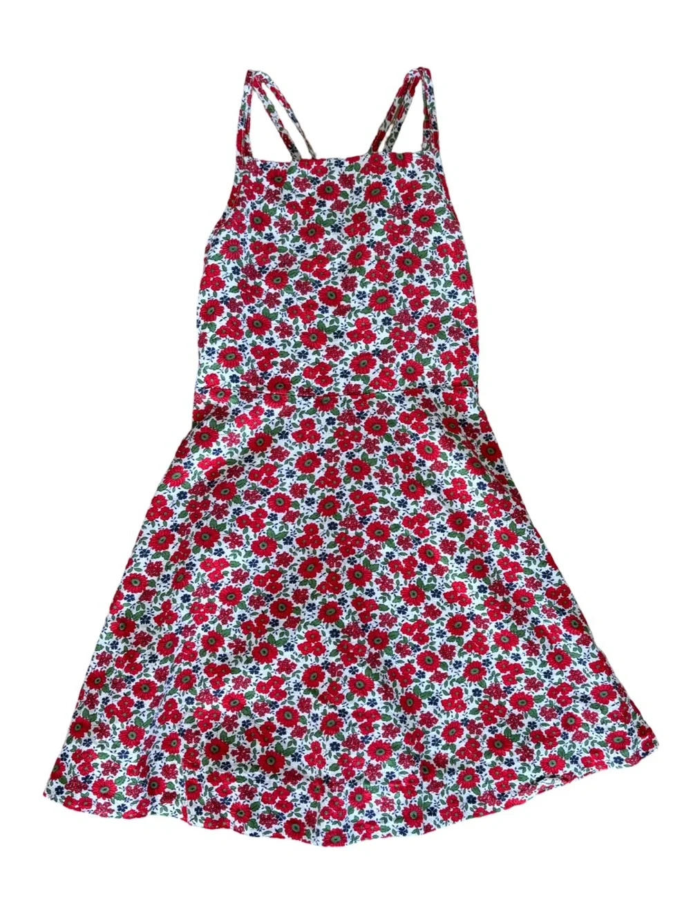 Polo Ralph Lauren Girls Floral Sundress Red White Pocket Dress Size 5