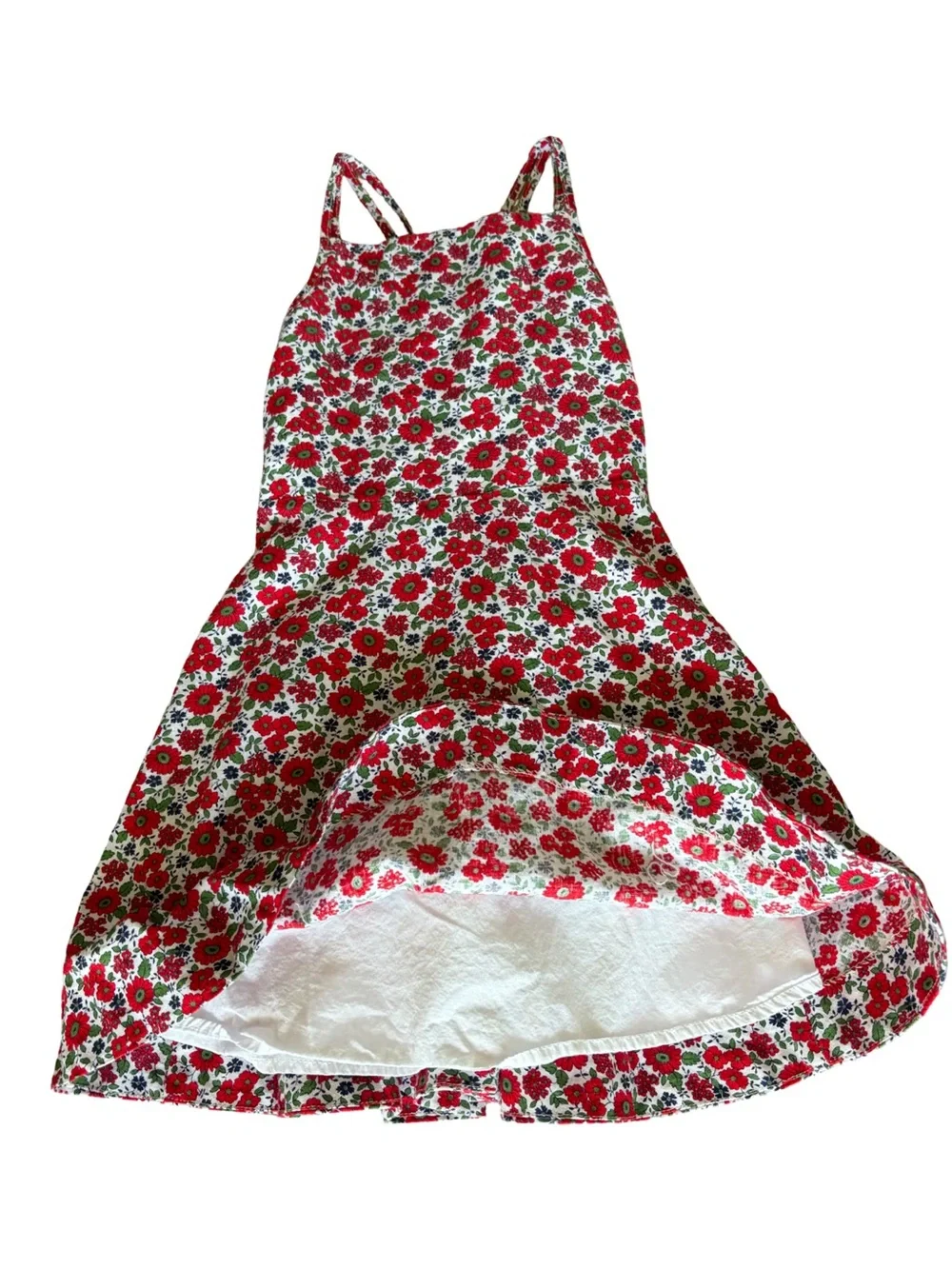 Polo Ralph Lauren Girls Floral Sundress Red White Pocket Dress Size 5