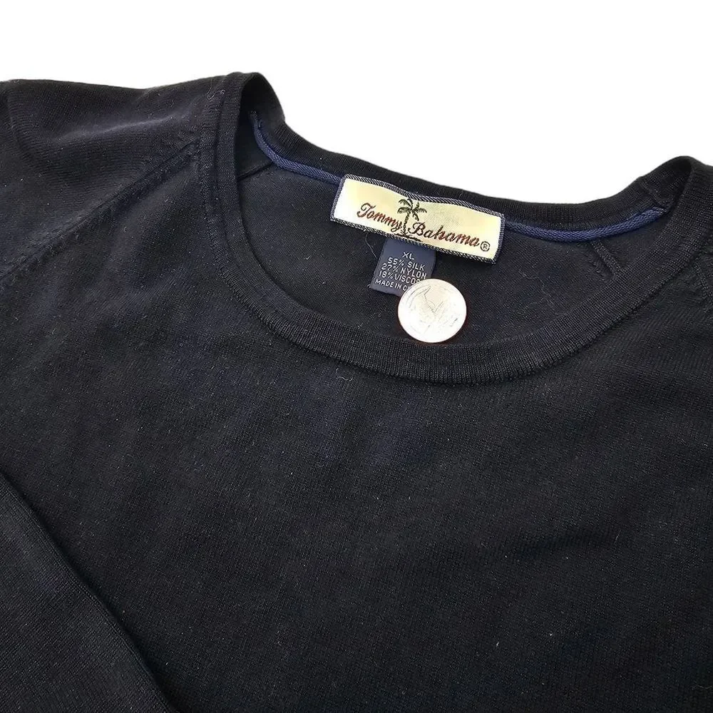 Tommy Bahama Black Long Sleeve Sweater  55%  Silk,‎ 27% Nylon Size XL