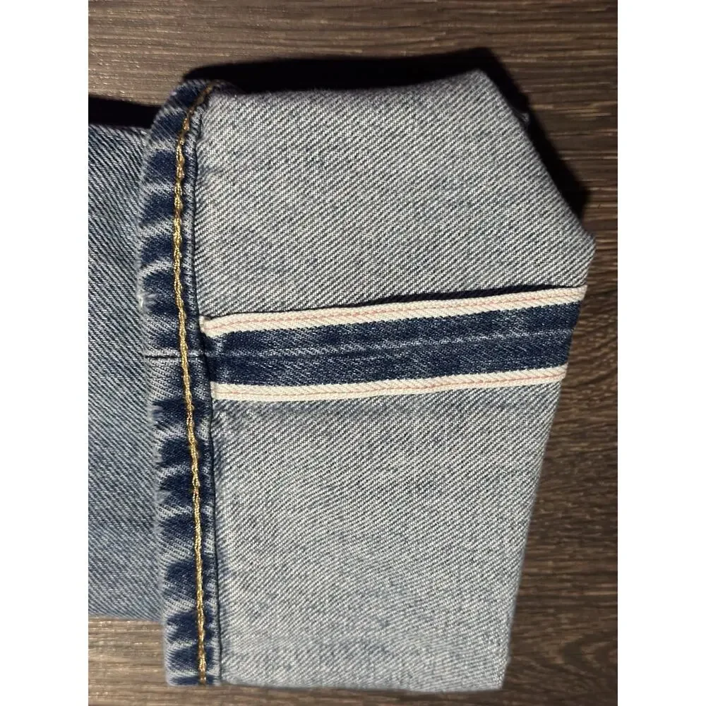Levi's White Oak Cone Denim Selvedge Blue Jeans Distressed Size 30x34 Zip Fly