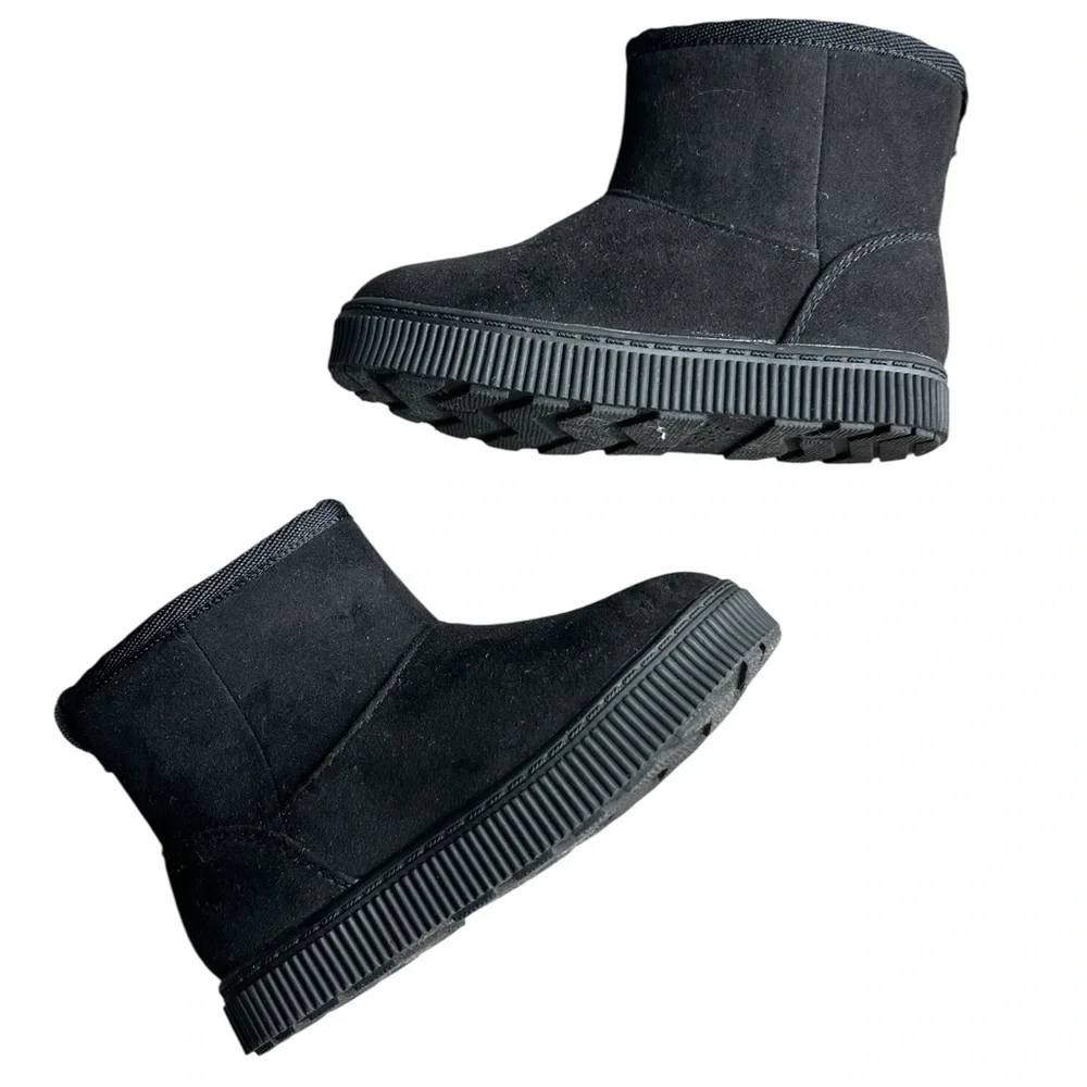 Cat & Jack Arlo Bootie Girls‎ Black Faux Suede Fuzzy Lined Boots 7