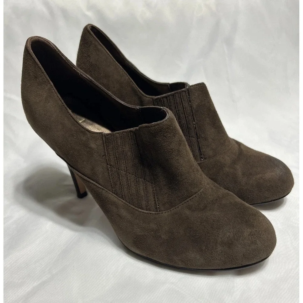 Cole Haan Air Talia Gore Slip On Ankle Bootie Womens 7.5 B Brown Suede Boot Shoe