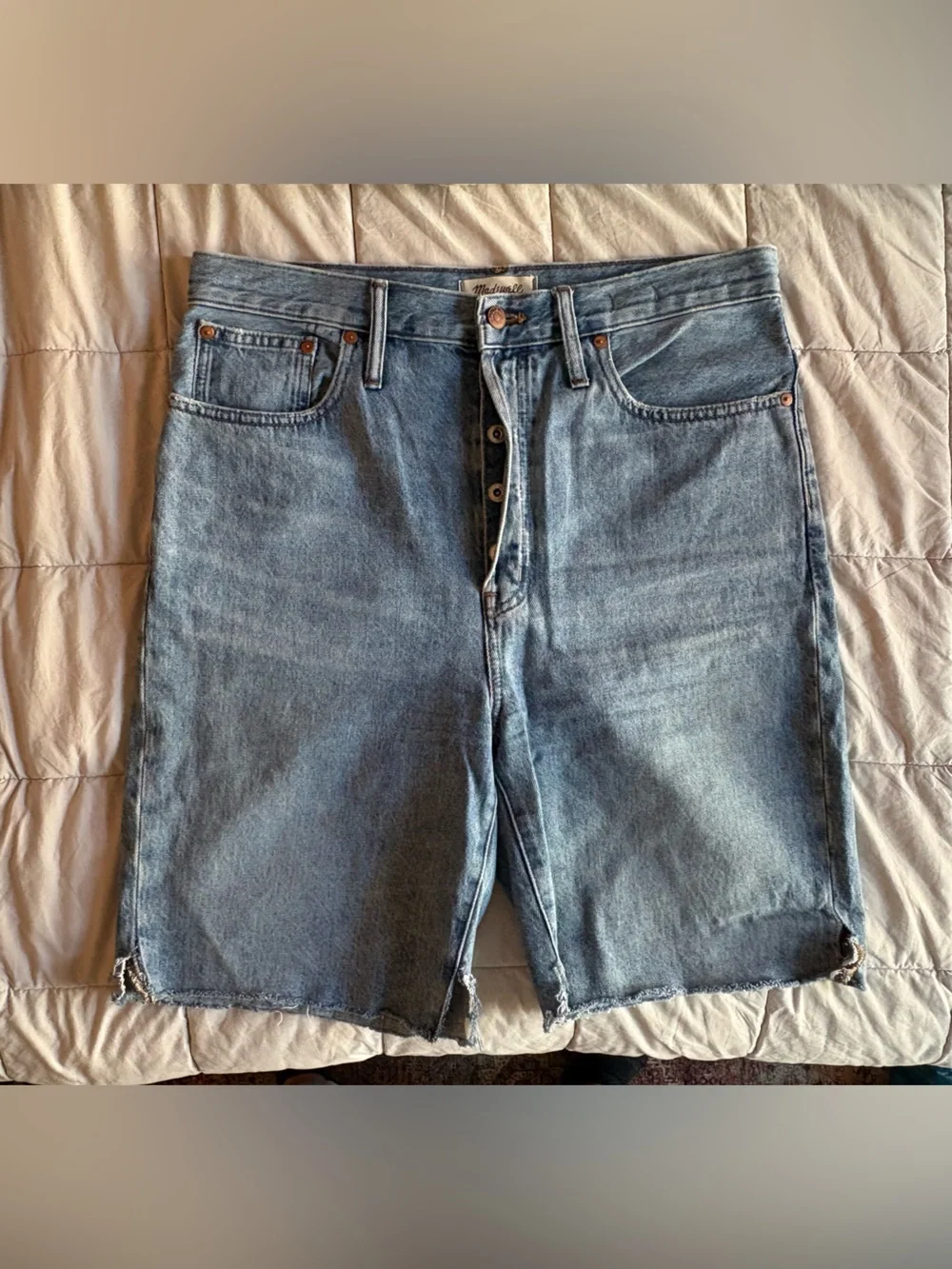 Madewell high rise long denim short