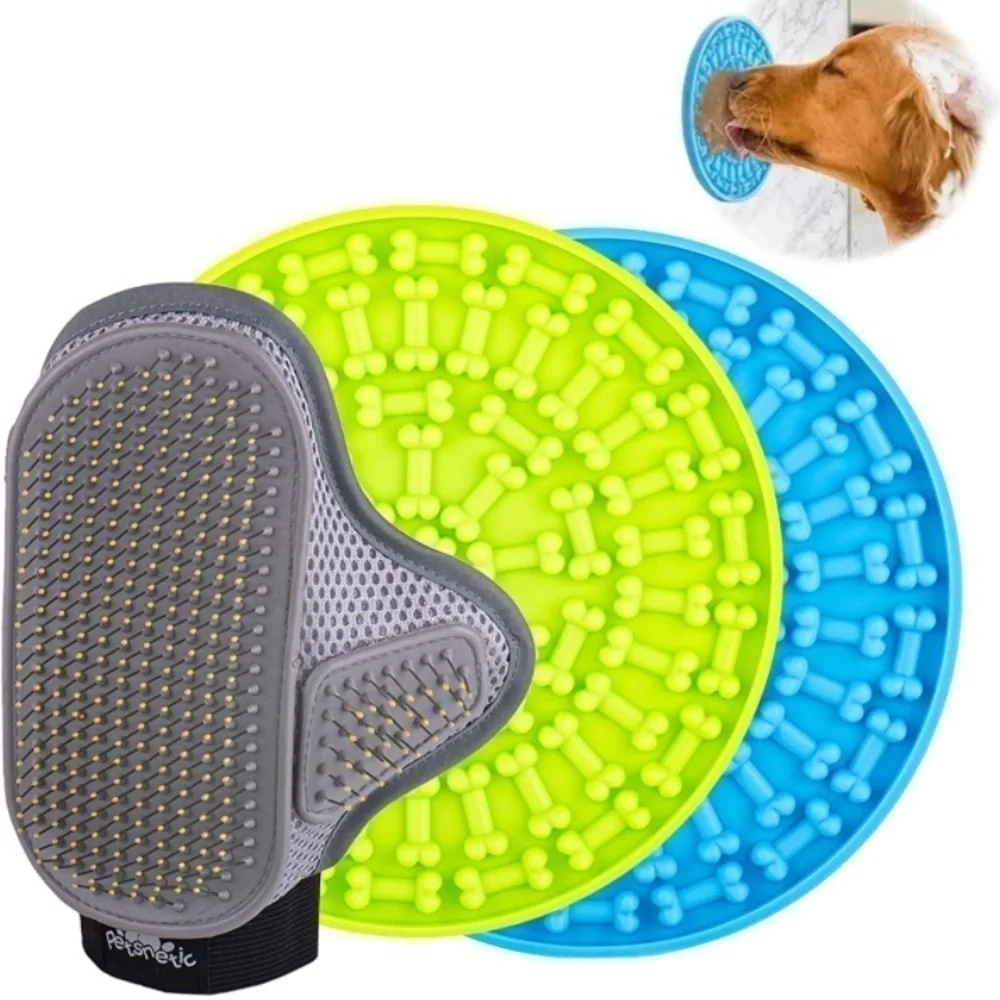 Brand New Petsnetic Dog Lick Mats w/ Suction Dog Brush Set Grooming Distraction