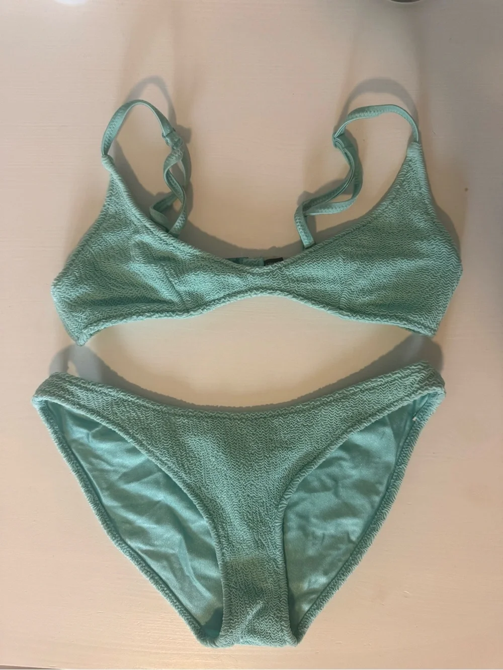 Triangle Swimwear Seafoam Textured Two-Piece Bikini size XS in both pieces