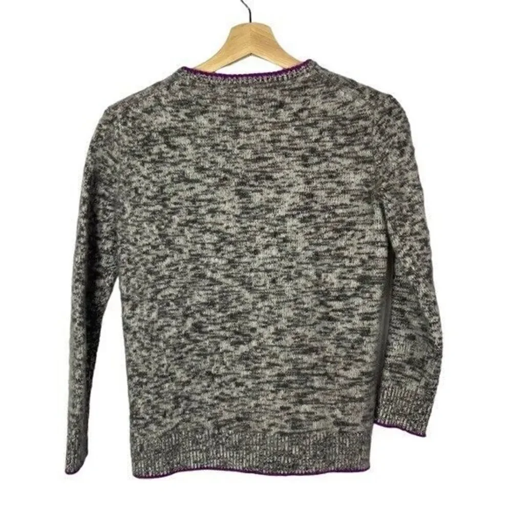 J. Crew Tipped Relaxed Fit Cashmere Gray Crewneck Sweater XXS