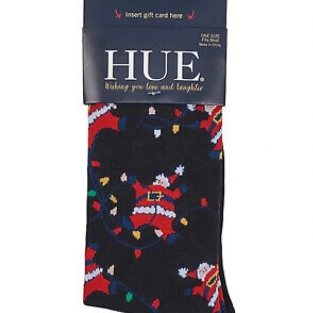 NWT HUE Holiday Santa Claus Gift Card Socks