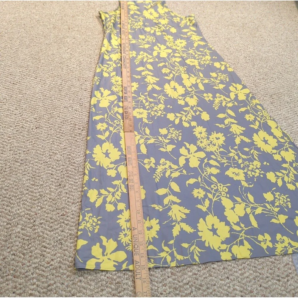 Outerknown Ellison Slip Dress Maxi Womens Small Gray Yellow Floral Sleeveless