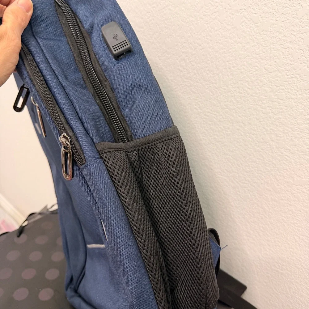 Laptop Backpack‎ USB Charging Port Water Resistant Dark Blue Anti-Theft