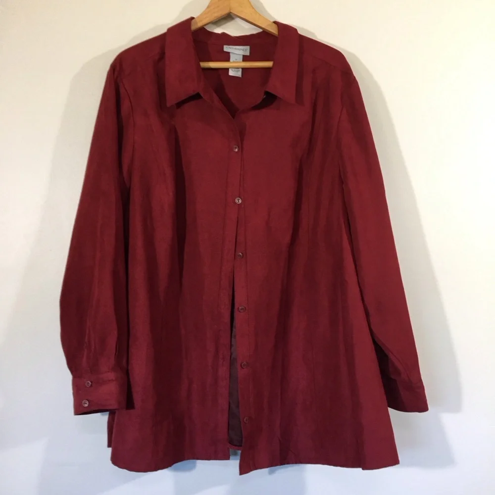Catherines Red‎ Moleskin Button Up Shirt