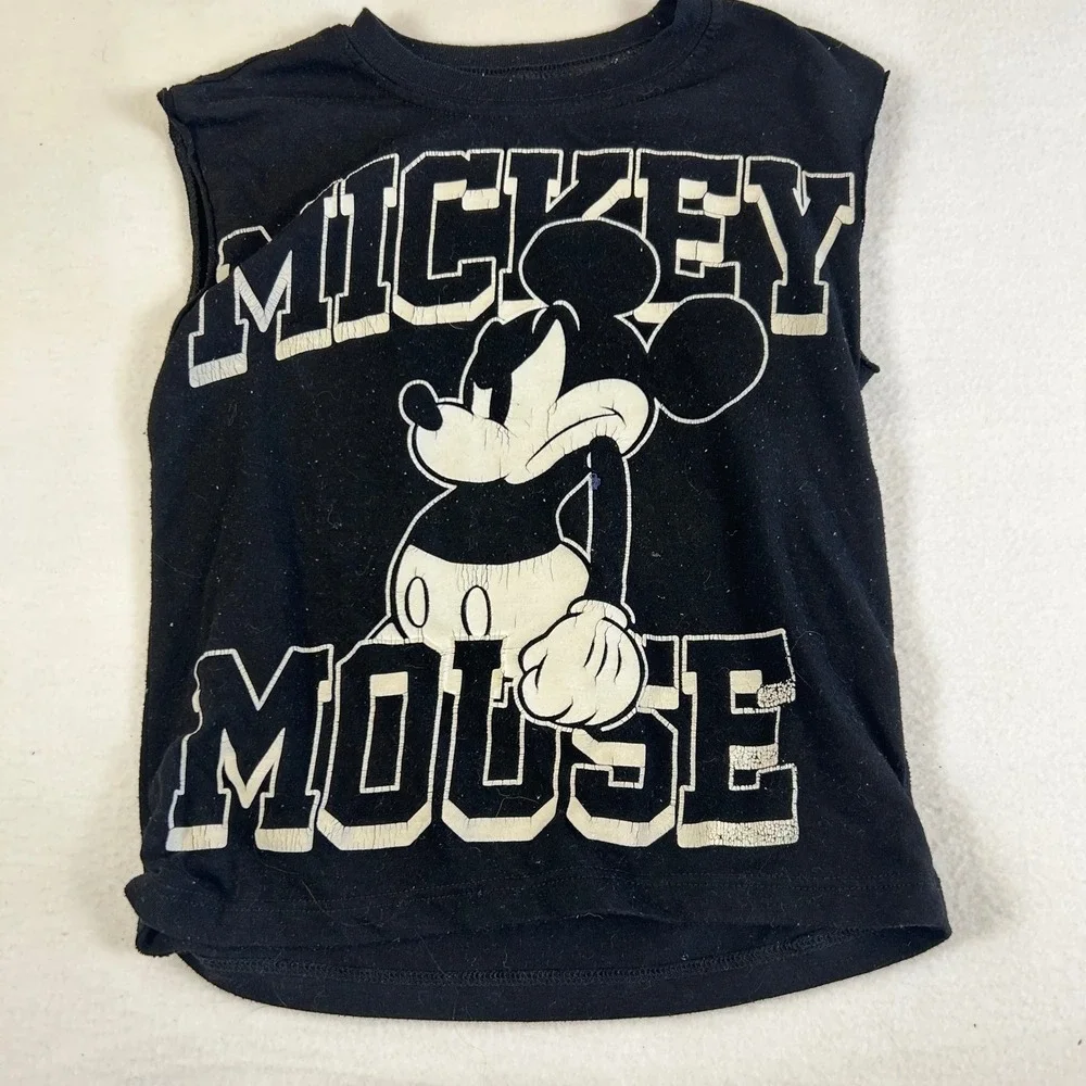 Disney Junior Mickey Mouse Black Sleeveless T-Shirt Kids Size 4‎