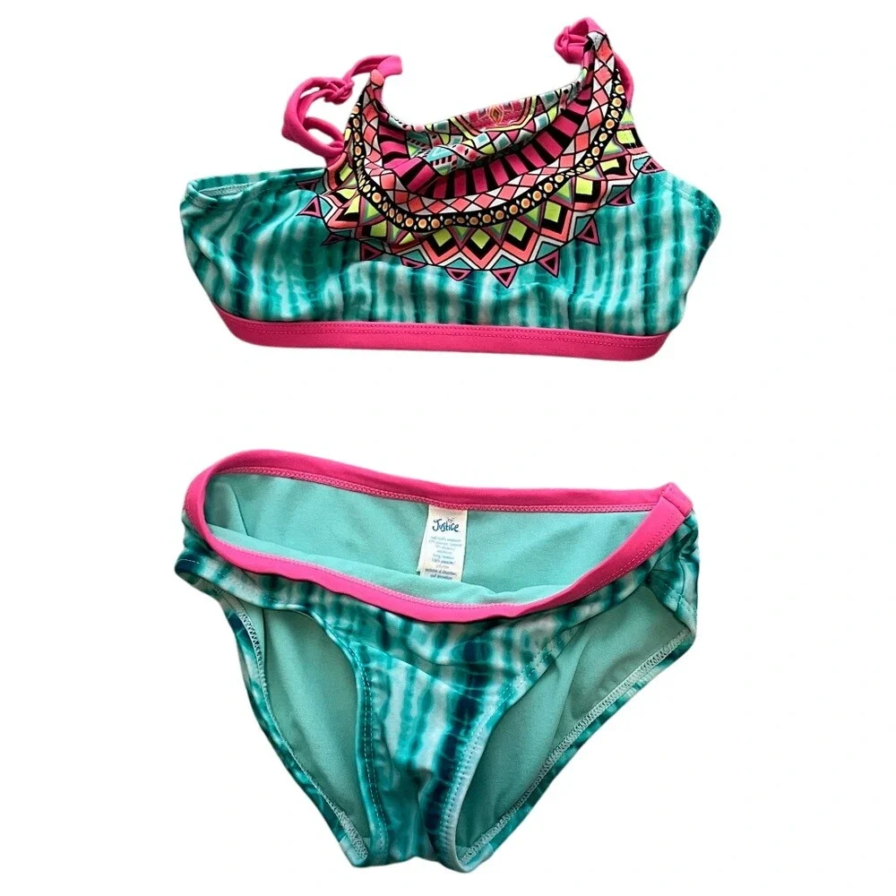 Justice Girls Size 6 Teal and Pink Kids Swim‎ Bikini