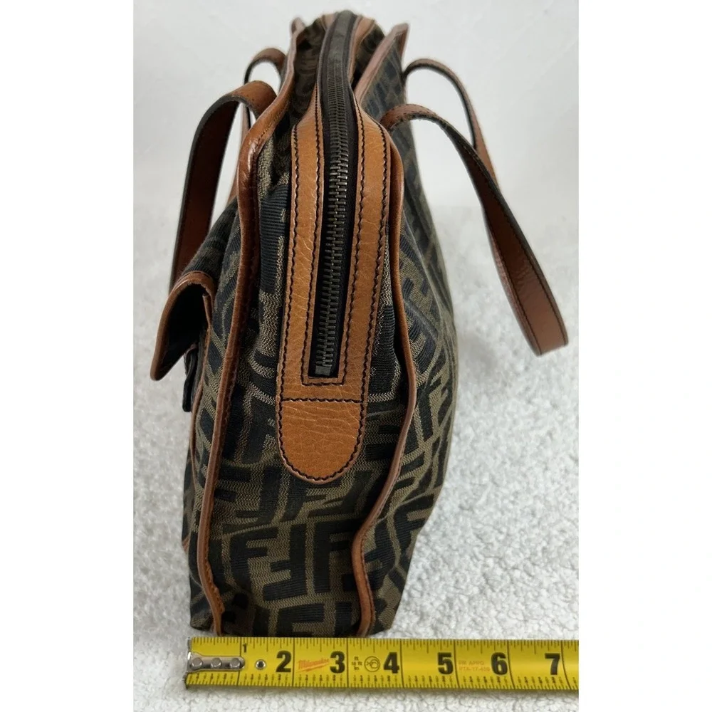 Fendi Brown/Tobacco Zucca Canvas Pocket Laptop Bag **EUC**