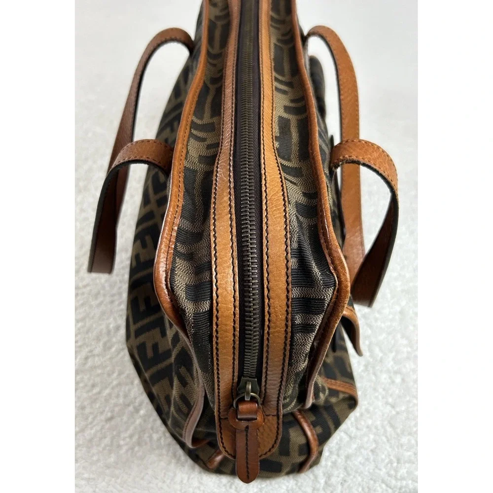 Fendi Brown/Tobacco Zucca Canvas Pocket Laptop Bag **EUC**