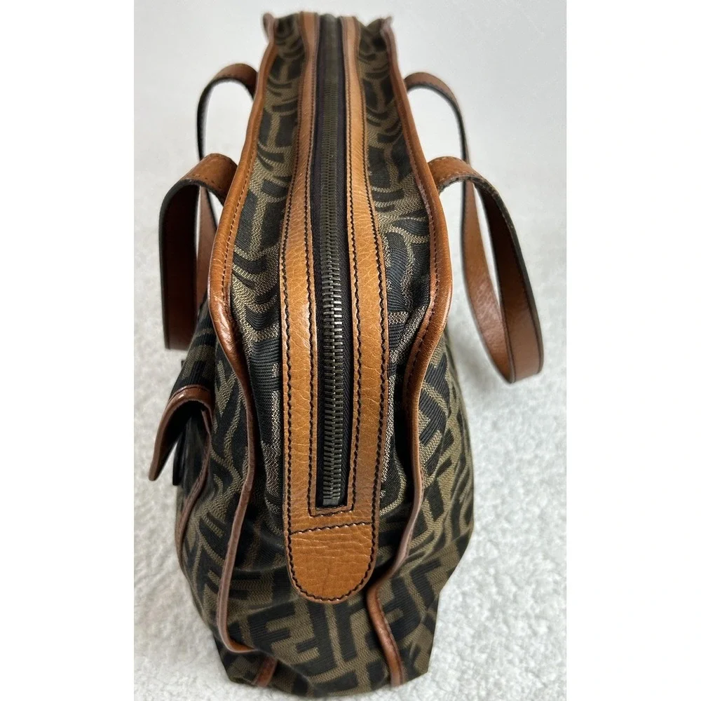 Fendi Brown/Tobacco Zucca Canvas Pocket Laptop Bag **EUC**