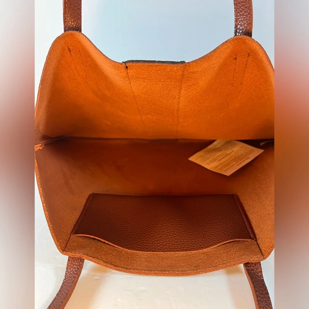 Vince Camuto Brown Black Vegan Leather Tote Laptop Shoulder‎ Bag College.