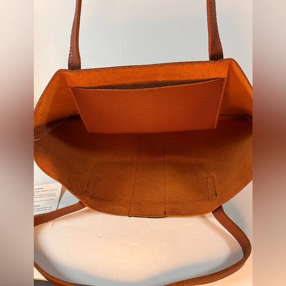Vince Camuto Brown Black Vegan Leather Tote Laptop Shoulder‎ Bag College.