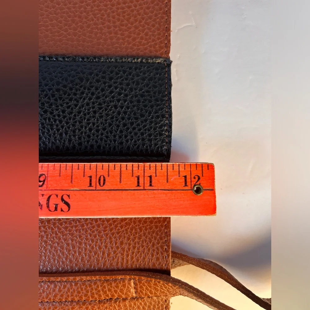 Vince Camuto Brown Black Vegan Leather Tote Laptop Shoulder‎ Bag College.