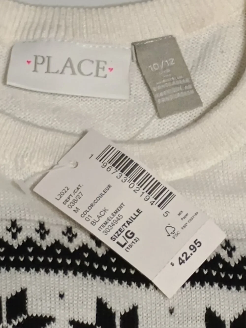 The Children’s Place Girls Fair Isle Reindeer Sweater Dress Size Large 10/12 NWT