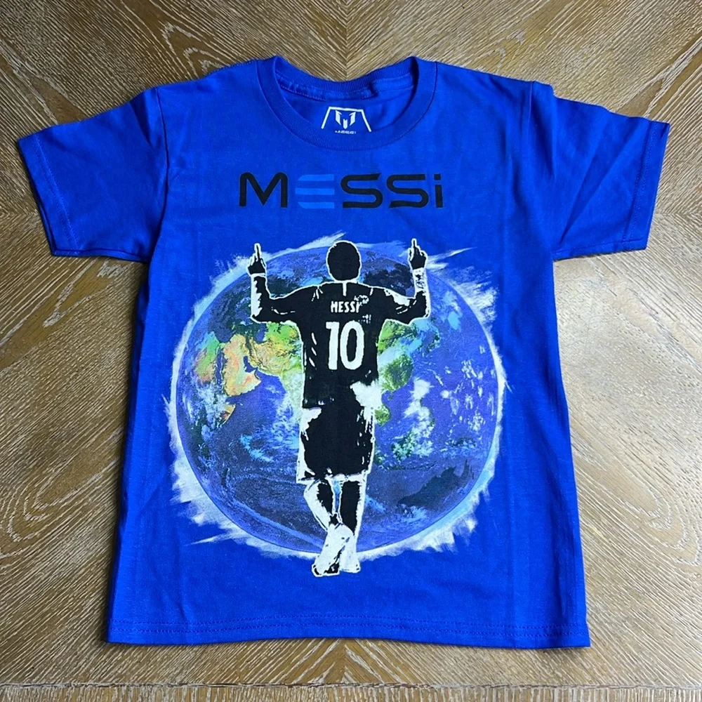 MESSI Kids Cobalt Blue Messi GOAT Football Soccer Print Tee S