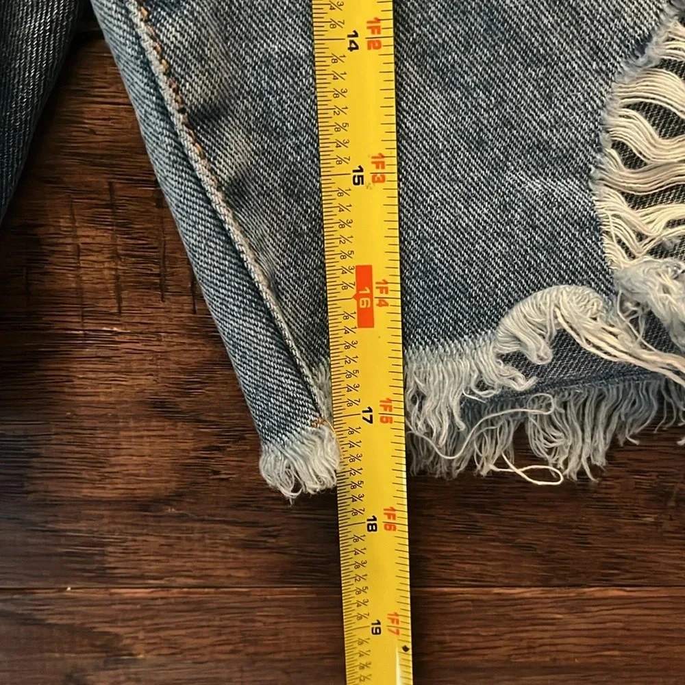 Fashion Nova Flaunting It Baggy Ripped Denim Bermuda Shorts Size 11