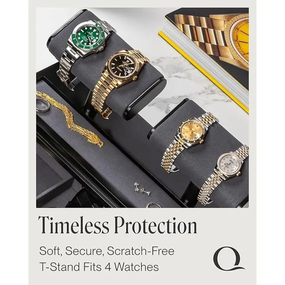 Watch Display Case Men Acrylic 2 4 Slot Stand with Jewelry Tray and Drawer