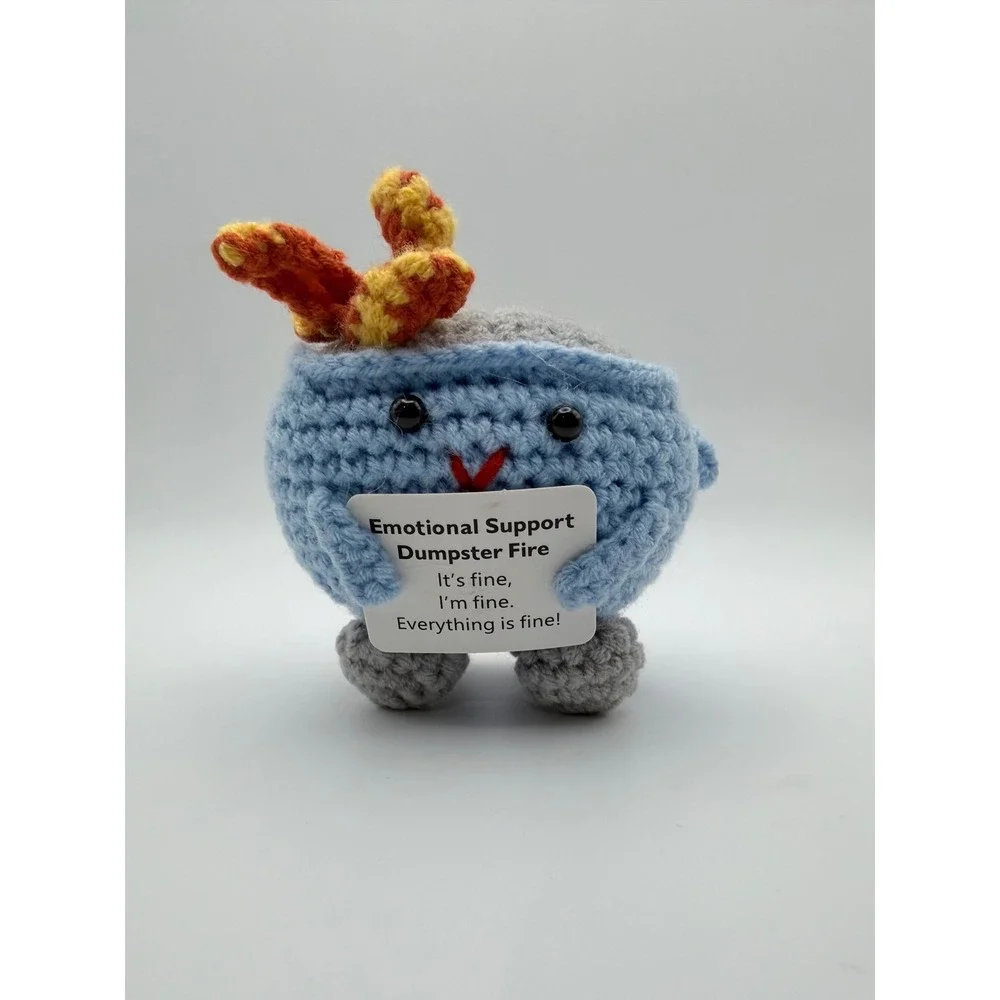Emotional Support Dumpster‎ Fire Crochet Plush Toy Funny Gift