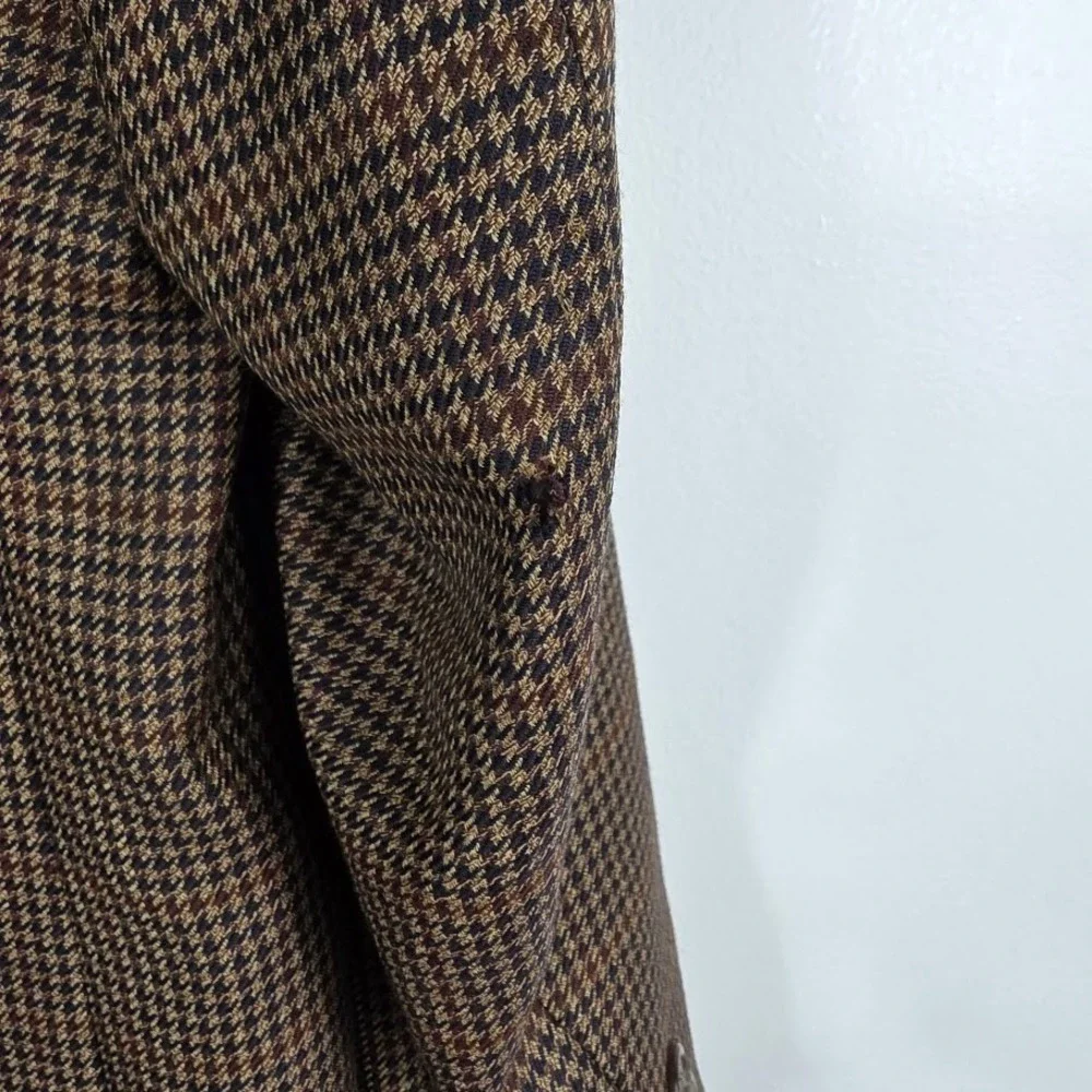 Jos A Bank Mens 43R‎ Brown Houndstooth FLAW Wool Blazer Sport Coat Jacket