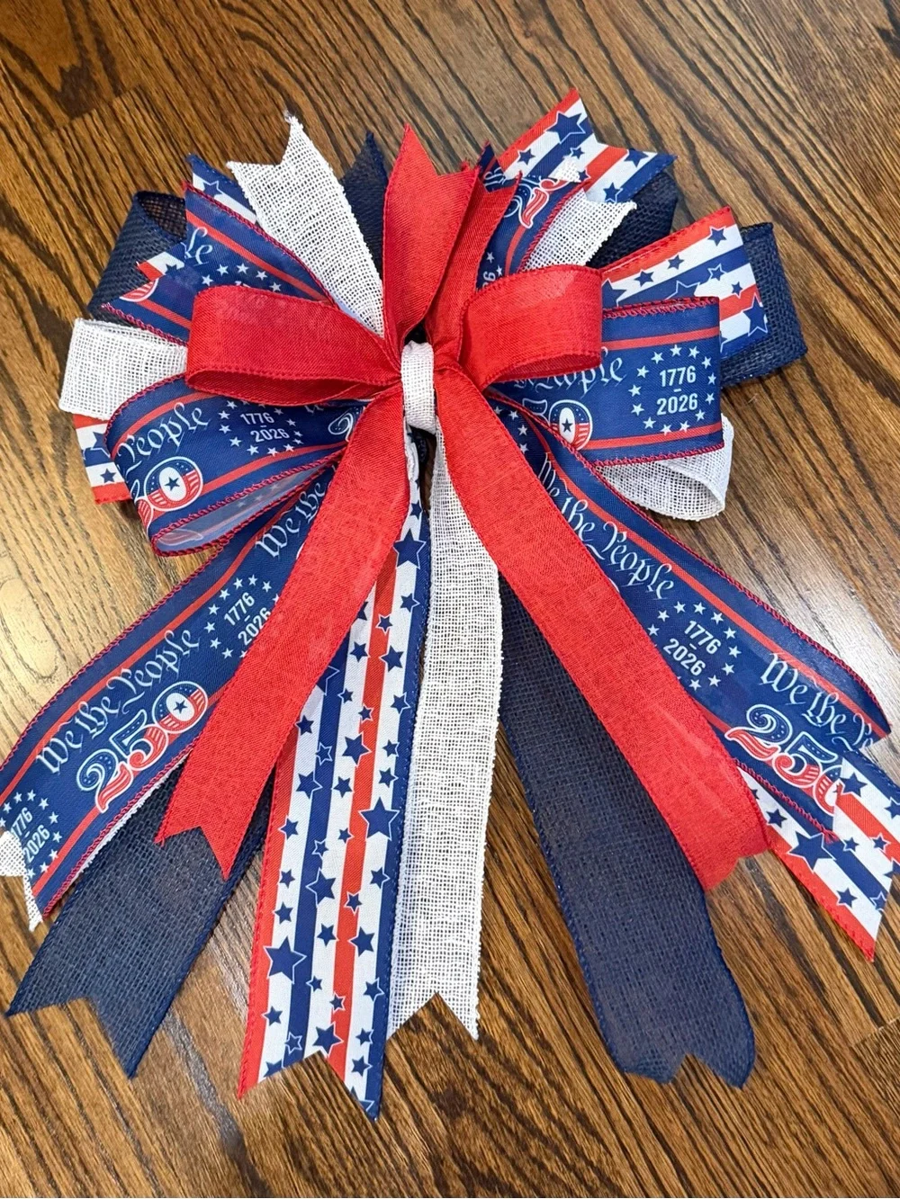 Patriotic Red, White & Navy Layered Celebration Bow