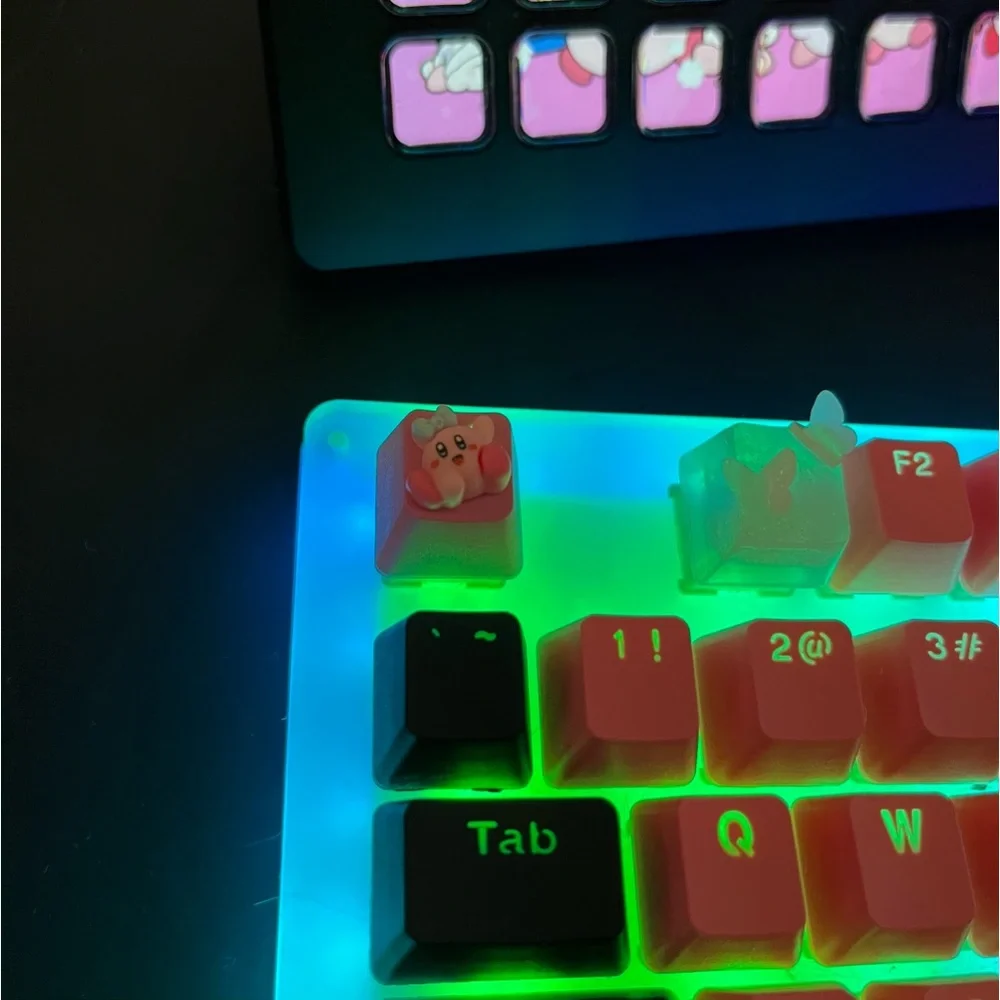 Cute Pink Artisan Anime Keycap for OEM Switches, Kirby with bow