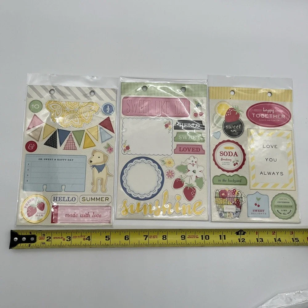 Lot of 12 Scrapbook Chipboard Stickers Embellishments Holiday Love Vintage