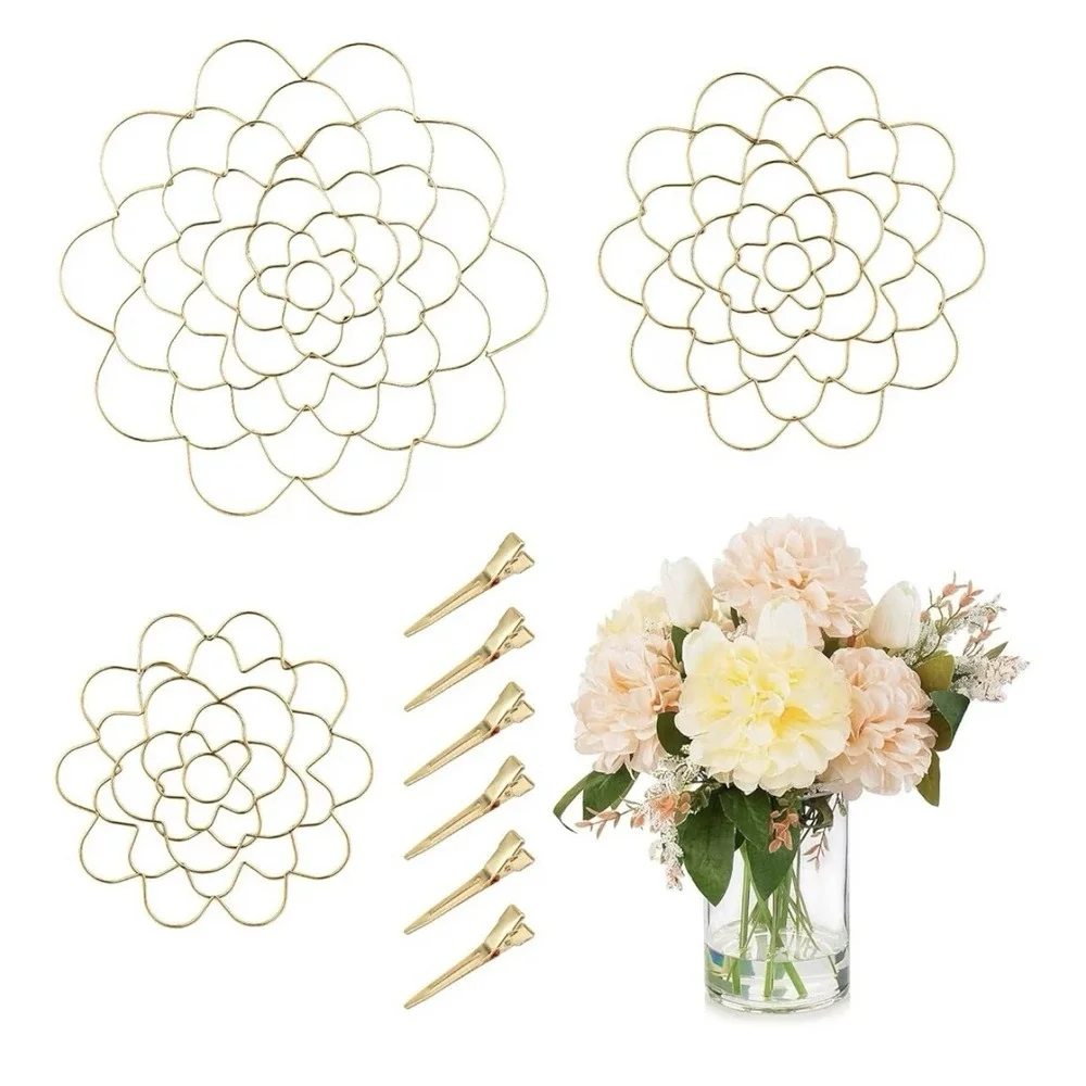 Flower Arranger Holder, Floral Arrangement Holder Bouquet Twister‎ Reusable Gold