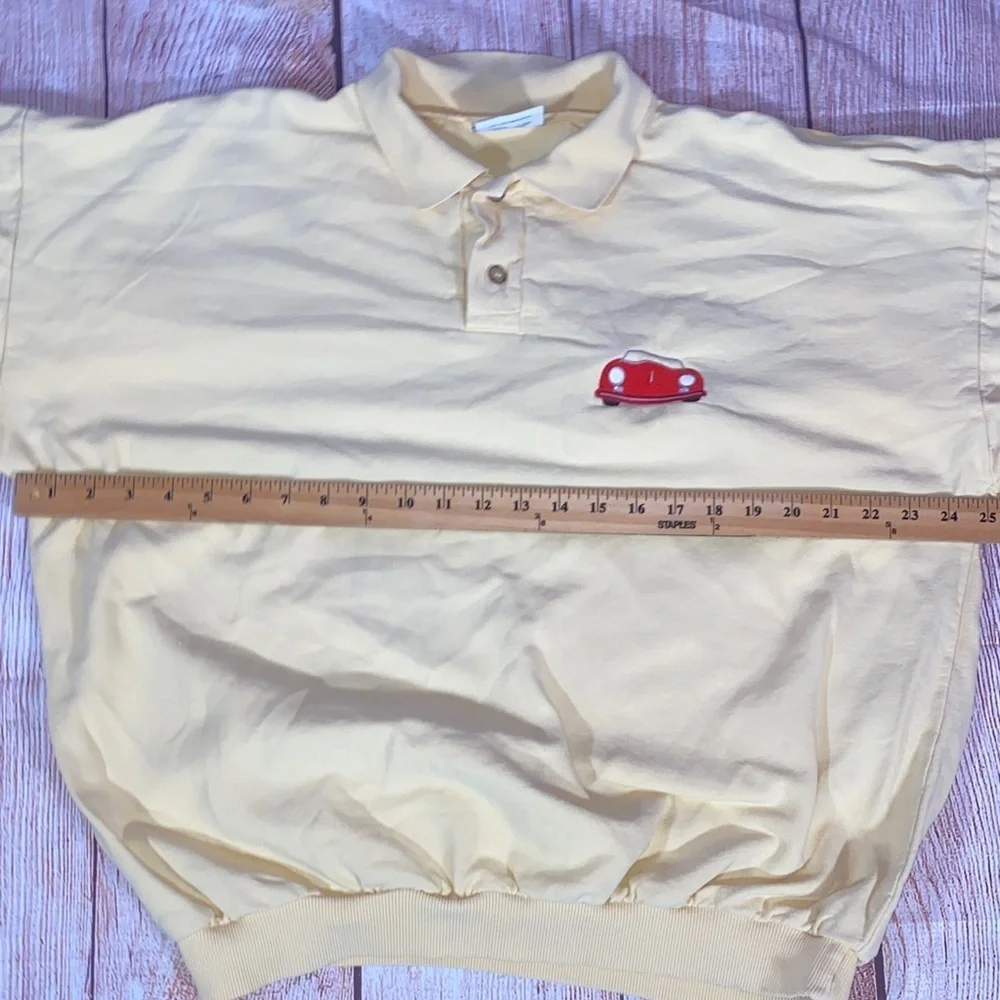 Vintage WEK by Kellsport Polo Sweatshirt S/M Yellow Embroidered Car Made USA