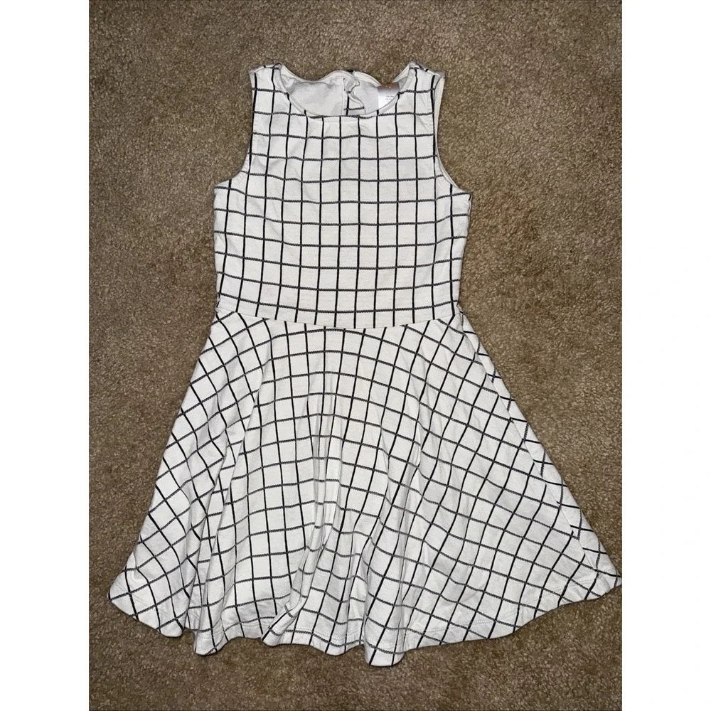 Gymboree Posh & And Playful‎ Windowpane Black White Plaid Fit Flare Dress 7 2017